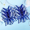 6PCS Large Glitter Cheer Bows Royal Blue and White 8"