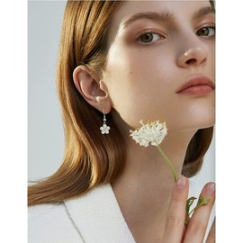 CiNily Womens Flower Dangle Drop Earrings Opal Earrings White Gold Plated Opal Jewelry Present