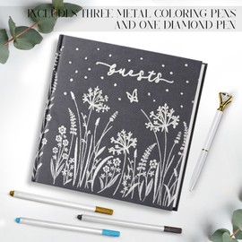 Gatyko Wedding Guest Book - Embroidered Guest Book Wedding Reception, Baby Shower Guest Book - Polaroid Wedding Guest Book with 3 DIY pens+1 Diamond Pen-Wedding Guest Book Alternative(Cream)