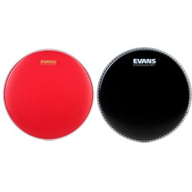 Evans Hydraulic Red Coated Snare Head - 14 inch + Evans Resonant Black Drumhead - 10 inch Value Bundle