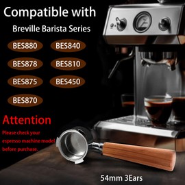 DECORBREW 54mm Bottomless Portafilter Compatible with Breville Barista 8 Series 870/875/878/880 Espresso Machine