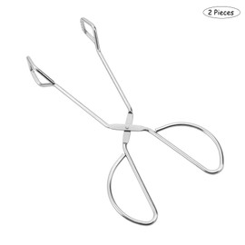 Pack of 2 Scissors Tongs, 25.3 x 9.3 cm Barbecue Tongs, Stainless Steel Barbecue Tongs, Scissors, Frying Tongs, Heat Resistant, Not Easy to Break, for Home Kitchen, Restaurant, Hotel, Outdoor Grill (Silver)