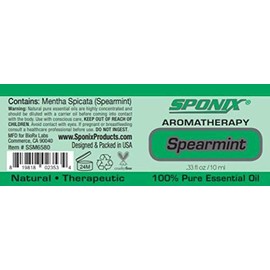 Best Spearmint Essential Oil - Top Aromatherapy Oil - 100% Pure - Therapeutic Grade and Premium Quality - 10 mL by Sponix