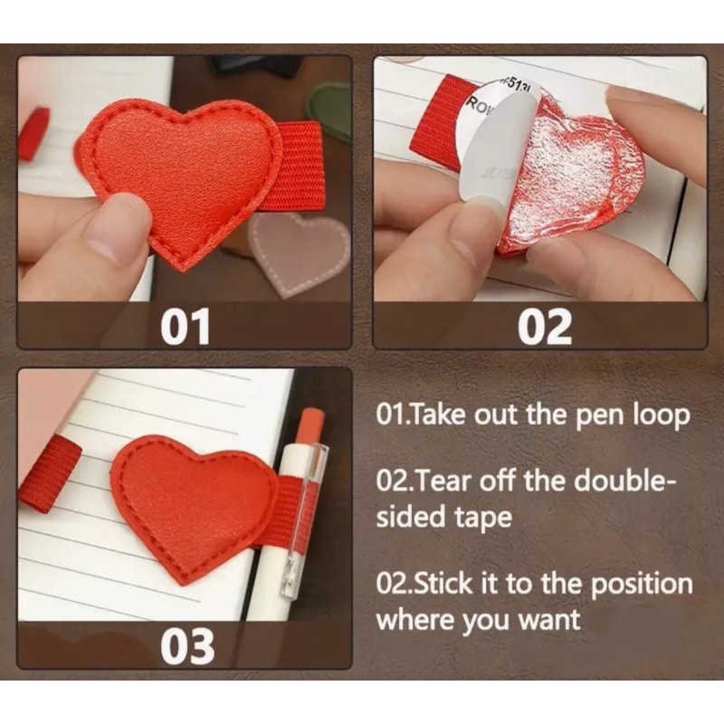 Pen Loop Attachment - Red Heart, 1.75” For Planners Journals