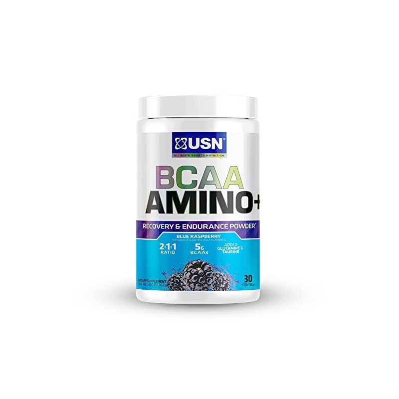 USN Suplementos BCAA Amino + Suplemento, Frambuesa Azul, 11 oz