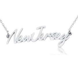 AZAGGI Sterling Silver Handcrafted New Jersey State Name Pendant Necklace (20)