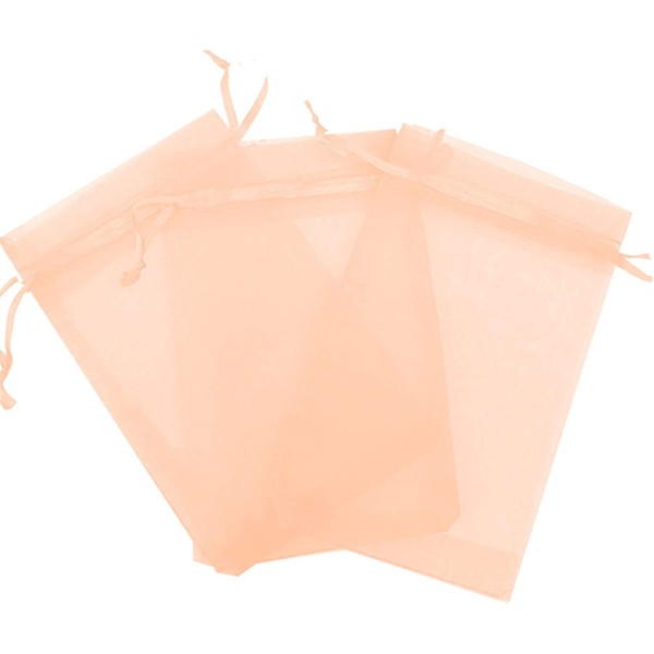 100 Pcs Peach 2x3 Sheer Drawstring Organza Bags Jewelry Pouches Wedding Party Favor Gift Bags Gift Bags Candy Bags [Kyezi Design and Craft]