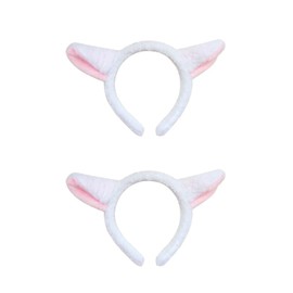 HIXNUG 2Pcs Lamb Ears Headband White and Pink Animal Headband Cartoon Animal Costume Accessories for Adults Kids