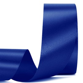 Navy Blue Stain Ribbon 1 1/2 Inch,25 Yards Navy Blue Solid Fabric Ribbons for Gift Wrapping Floral Bouquets Wedding Party Decoration