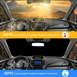 Foldable Sun Shade WODSTA Full Coverage Windshield Sunshade Compatible with Subaru Forester 2019-2025 4-Layer Thickened Windows Visor 240T Polyester Windshield Sun Shade