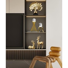 WQKING Modern Abstract Art Arch Crystal Ball with Gold Iron Frame Decorative Ornament for Living Room Bedroom TV Cabinet Crafts Gifts Office Home Decoration (6.64" D*6.29”W*7.67“H)