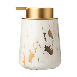 Enra Ceramic Gold Soap Dispenser,12 oz Marble Lotion Dispenser Bathroom Liquid Refillable Hand Soap Dispenser for Bathroom Kitchen with Easy-to-Press Pump (Glod Liquid Type)