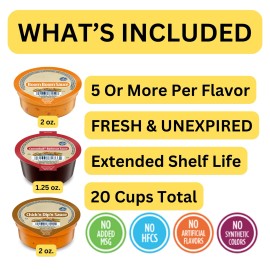 Arthur Nicolas 20 Count | Chicken Dipping Sauce Cups | Single Serve | Perfect for Wings &