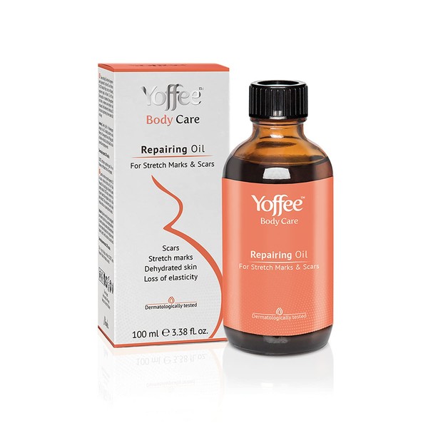Yoffee Repairing Massage Oil - 100% Natural - Stretch Mark and Scar Removal - Suitable for Pregnant and Breastfeeding Women - Paraben and Sulfate Free - Vegan / 100 ml - Made in Spain