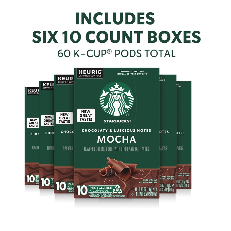 Starbucks K-Cup Coffee Pods, Flavored Hot or Iced Coffee, Mocha,