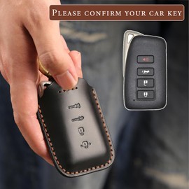 Rulansda Fits The Remote for Lexus Key fob Cover Perfectly, Compatible with Lexus ES250 ES300h ES350 NX250 NX350 RX350 UX250h UX300h LX570 RC350 GS350 4 Button Key Cover Chain case Shell/Black