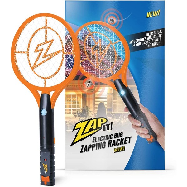 ZAP IT! Bug Zapper Rechargeable Bug Zapper Racket - Electric Fly Swatter Rechargeable - 4,000 Volt, USB Charging Cable