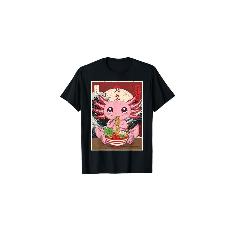 Axolotl Ramen Japanese Funny Graphic Tees Kawaii Anime Gifts T-Shirt