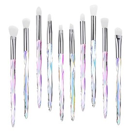 Kingtree Brochas de maquillaje para sombra de ojos, 10 pinceles de cristal para maquillaje de ojos, cerdas sintéticas de alta calidad, mezcla de arrug