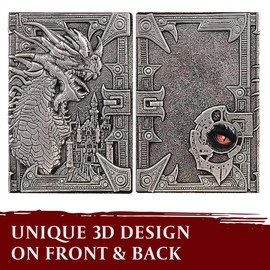D&D Notebook - RPG Journal/Notebook with 3D Silver Dragon Motif in Faux Leather Cover with Pen. Notebook for Role Play/Pen & Paper/DND Accessories Fantasy Gift Dungeons & Dragons Dungeon Master