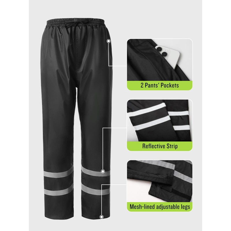 SaphiRose Men's Rain Suit High Visibility Reflective Work Rain Jacket