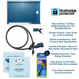 Disabled Anti Theft Blue Badge Holder Lock Security Device for Car Set with Timer Clock & Radar Key for Disabled Toilets Access - Disability Parking & Toilet Access Wallet Guard