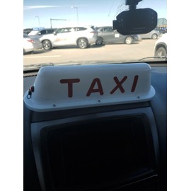 ABUKALIXIN TAXI Logo Sign Top LED Light Roof Drivers Battery USB Rechargeable with Magnetic Base Waterproof Taxi Dome Red Stickers Lamp Windshield Driver