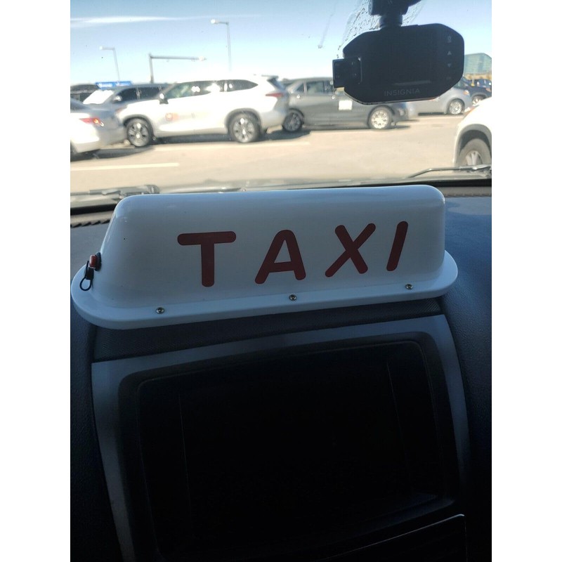 ABUKALIXIN TAXI Logo Sign Top LED Light Roof Drivers Battery