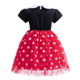 Lito Angels Minnie Mouse Princess Dress Costume Fancy Dress with Mouse Ears Headband for Toddler Girls Size 3-4 Years 104, Red (Tag Number 110)