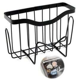 NeutypeChic Sink Organiser, Sponge Holder, Kitchen Sink Organiser with Dish Cloth Holder and Two Hooks, Kitchen Organiser with Drain Pan, Hooks, Dish Cloth Holder