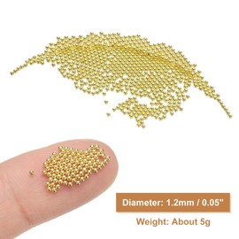 HARFINGTON Nail Art Beads 0.05" (1.2mm) Mini Metal 3D Caviar Nails Beads Ball Bubble Bead with Bags for Nail Art DIY Craft Decoration, Gold Tone