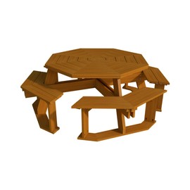 Octagon Picnic Table Benches Plans DIY Outdoor Patio Furniture Build Your Own