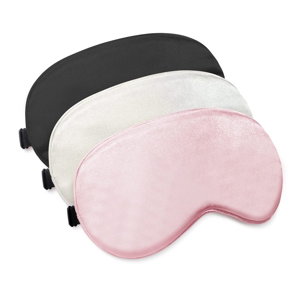 Sleep Mask, Super Soft Eye Masks with Adjustable Strap, Lightweight Comfortable Blindfold,Perfect Blocks Light for Men Women(1Black 1Gray 1Pink)