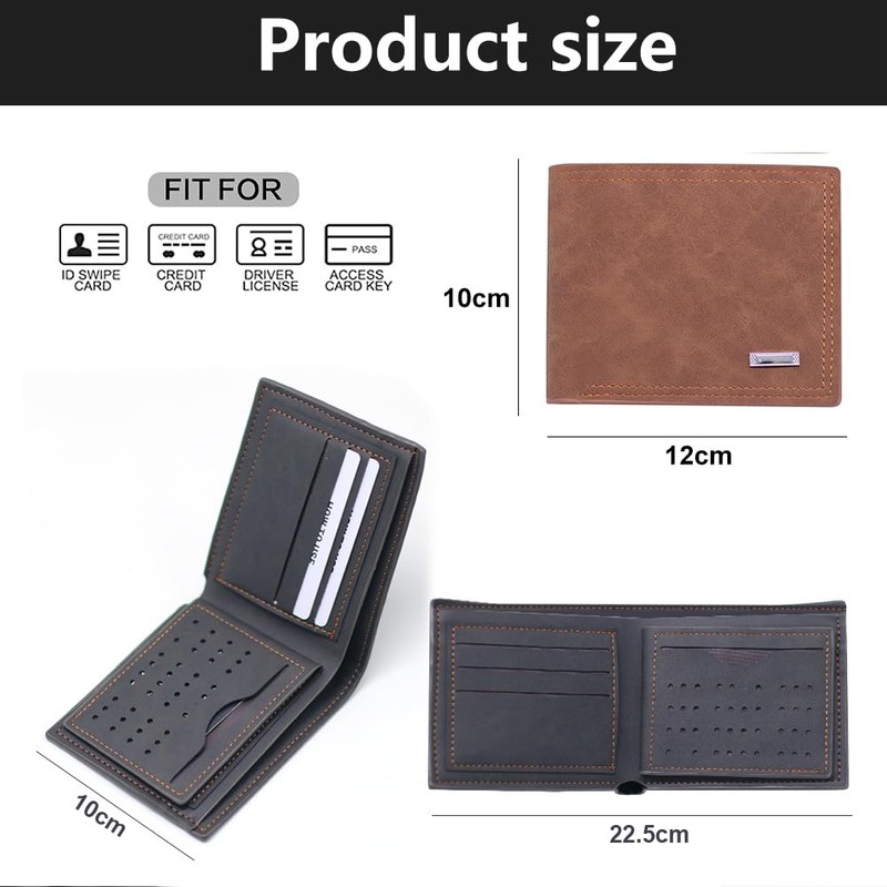 ROUGH FIT Men RFID Blocking Bifold Wallet, PU Leather Credit