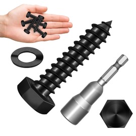 Mywish 20Sets 5/16" x 1-1/4" Lag Bolts, Stainless Steel Heavy Duty Hex Head Lag Screws, Construction Black Lag Screws for Wood Working & Outdoor Use with Washers and Hex Socket Drill Bit