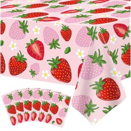 6 Pack Strawberry Tablecloth Strawberry Party Tablecloth Berry Themed Birthday Tablecloths Sweet Berry Table Covers Sweet One Table Cloth 51 x 86 Inch for Indoor Outdoor Fruit Party Decorations