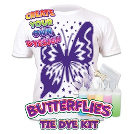 Splat Planet T-Shirt Butterfly Tie Dye Kit. Five Colours Fabric Textile Dye. Make Your Own Tie Dye T-Shirt. (3-4 Years)