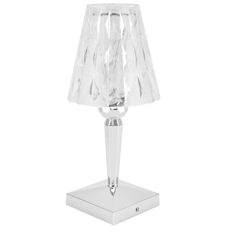 LED Crystal Table Lamp Transparent Prism Dimmable Desk Lamp USB