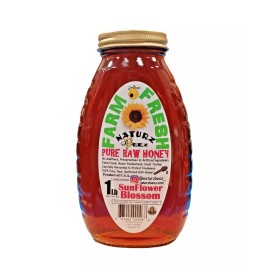 NATURZ BEEZ RAW HONEY SUNFLOWER 1Lb 454g  100% PURE RAW USA HONEY Glass Jar