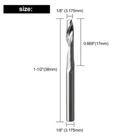 HOZLY 1/8 Shank CNC Router Bits O Flute End Mill Single Flute Spiral Router Bit Up Cut Milling Cutter with 1/8 Inch Cutting Diameter Router Bit Set for Aluminum Cutting Pack of 10 (3.175x3.175x17mm)