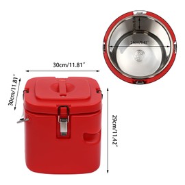LYNICESHOP Commercial Food Warmer, 2.5 Gallon Insulated Soup Container Insulated Soup Carrier Coolers Outdoor Portable Cold/Hot Food Box Stainless Food Pan Carrier Cooler for Restaurant (Red)