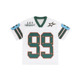 Arssm Mens Y2k Jersey Shirts Oversized V Neck Graphic Tees Streetwear Loose T Shirt Tops(White-M)