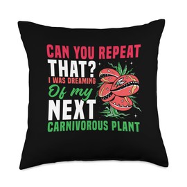 Venus Fly Trap Botanical Gardening Exotic Carnivorous Throw Pillow