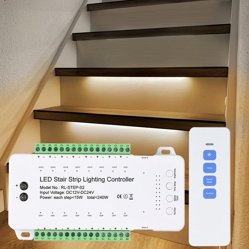 9 Modes LED Motion Sensor Stair Light Controller DC12-24V Speed