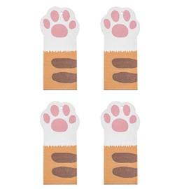 Pack of 4 Wood Pulp Cotton Sponge Kitchen Sponges Wood Cloth Sponge Cleaning Sponges Kitchen with Lanyard, Cute Paw Shape