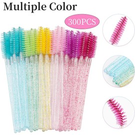 300 Cepillos de Cristal para Pestañas, Cejas Y Extensiones de Pestañas con Mango de Colores (6 Colores Surtidos).