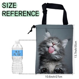 NHNXHWIA Adorable Cat Car Garbage Bag,Kitten Yawning Waterproof Small Car Trash Bag Hanging Back of Seat,Drawstring Hanging Car Trash Bag with Adjustable Buckle for Car Accessories