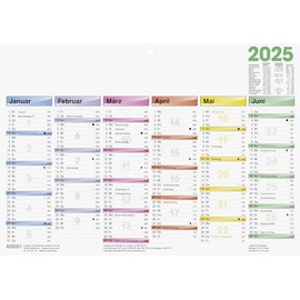 BRUNNEN DATAline Blackboard Calendar (2025), 1 Page = 6 Months, A4 Landscape