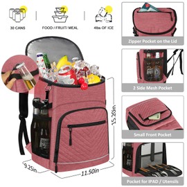 Cooler Backpack Insulated Leakproof Waterproof Backpack Cooler Bag 30 Cans, Large Capacity Lightweight Travel Camping Beach Backpack Cooler Ice Chest for Men and Women, Pink