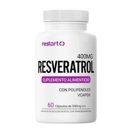 RESTART Trans Resveratrol 400mg con Semilla de Uva 95% Polifenoles – Cápsulas Veganas Vcaps, Alta Pureza y Potencia – 60 Cápsulas (Trans Resveratrol